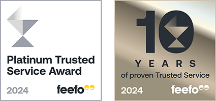 Feefo Awards: Platinum Trusted Service & 10 years of proven Trusted Service