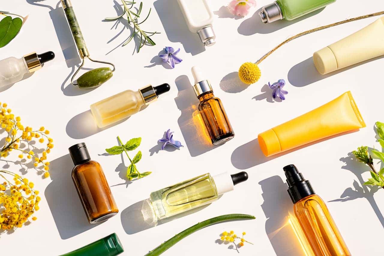 Cosmetic products in bottles