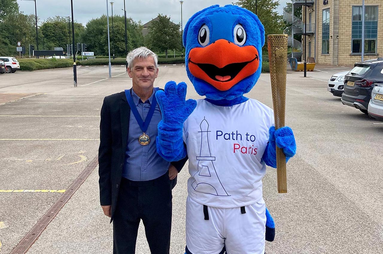 Alli the Eagle pictured with the Deputy Mayor of Lancaster