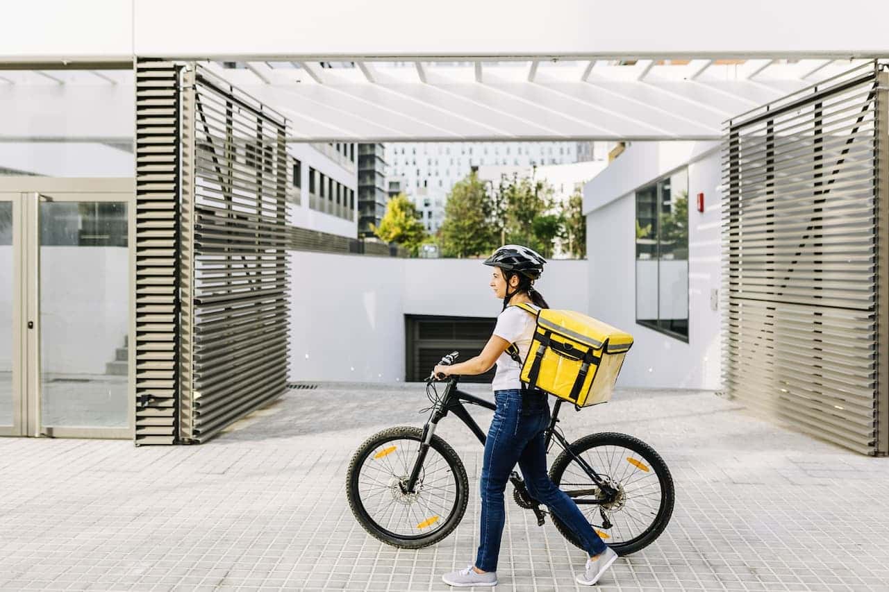 Takeaway delivery bike rider
