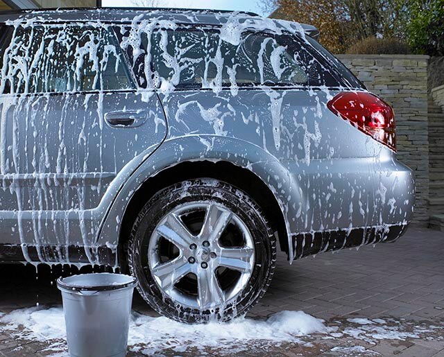 Soap covered car