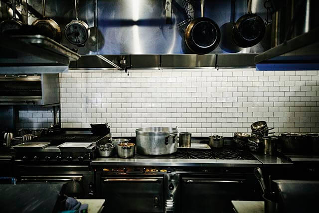 Equipment in a commercial kitchen