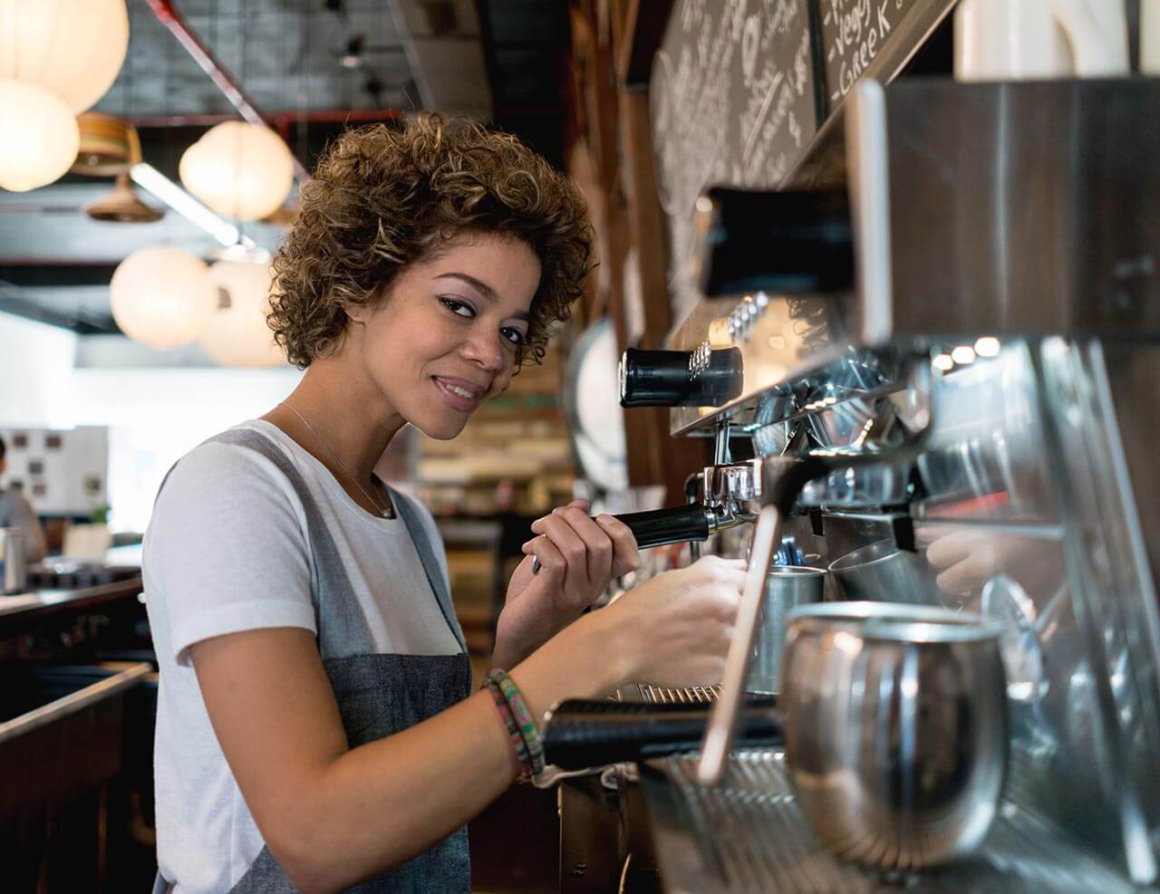 Barista working in a coffee shop
