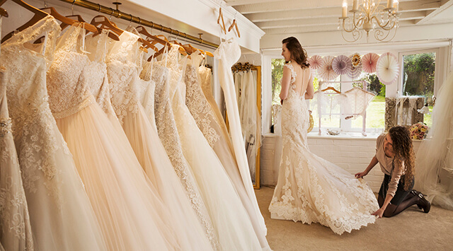 Bride at a dress fitting