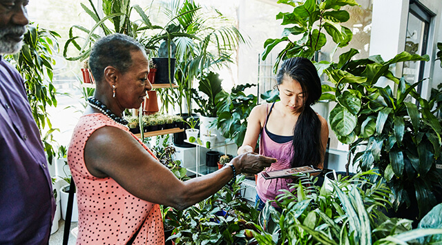 Customer shopping for plants